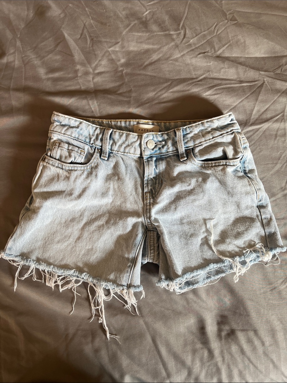 PacSun Light Blue Frayed Denim Cutoff Shorts